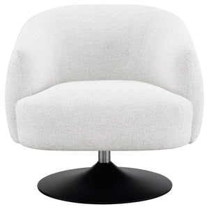 Sillón giratorio Dave con respaldo de barril tapizado en beige
