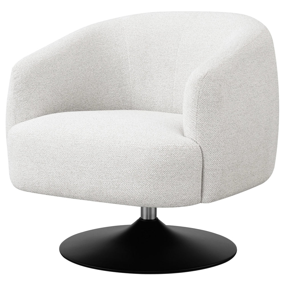 Sillón giratorio Dave con respaldo de barril tapizado en beige