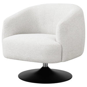 Sillón giratorio Dave con respaldo de barril tapizado en beige
