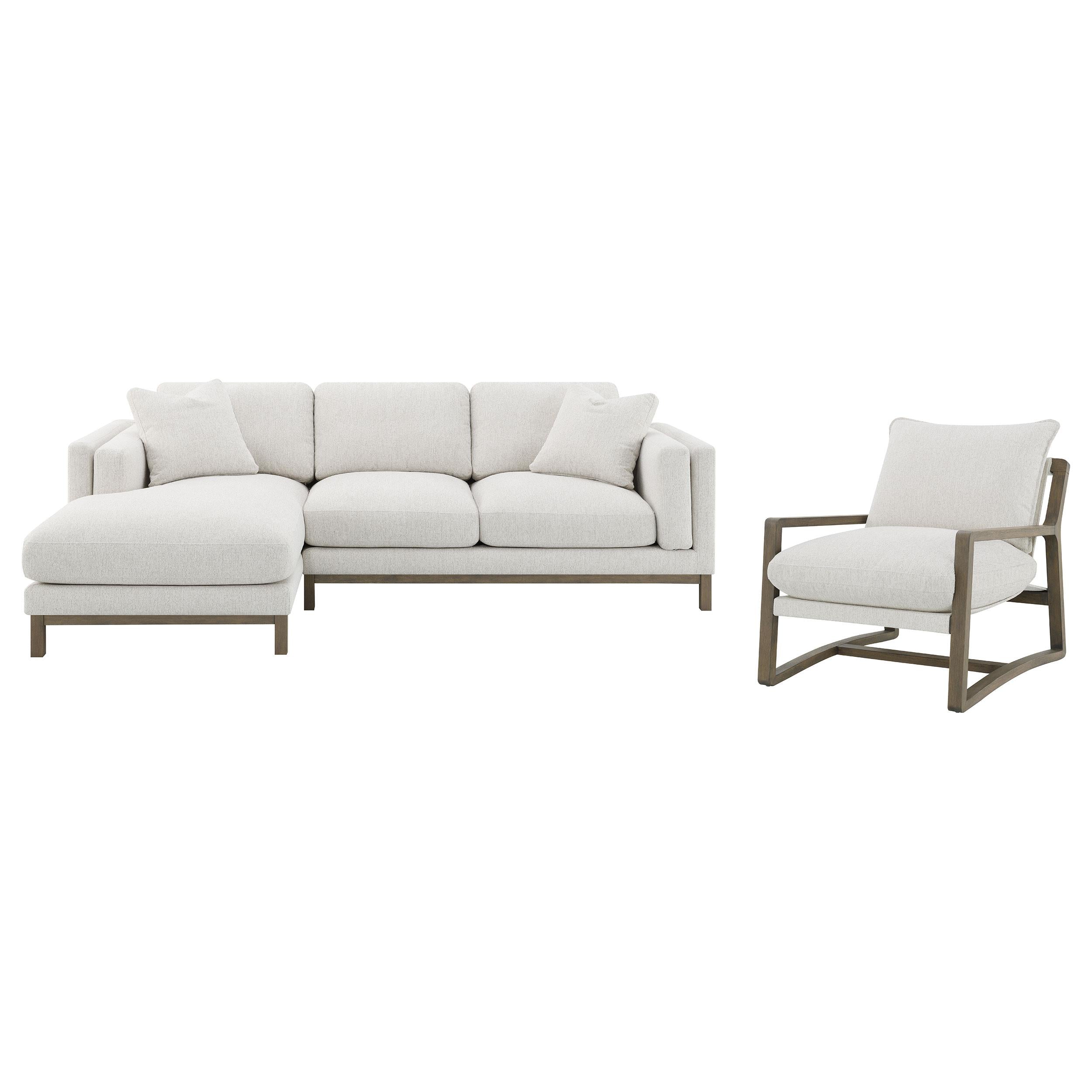Geneva Boucle Upholstered Wood Arm Accent Chair Sand