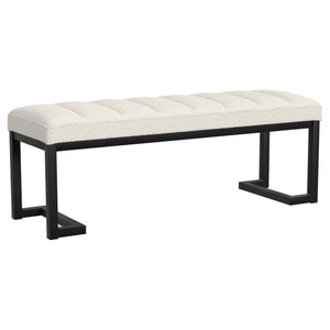 Banco decorativo capitoné tapizado Mesa Boucle color vainilla