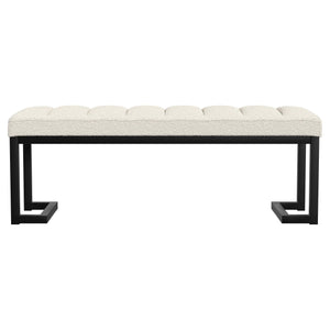 Banco decorativo capitoné tapizado Mesa Boucle color vainilla