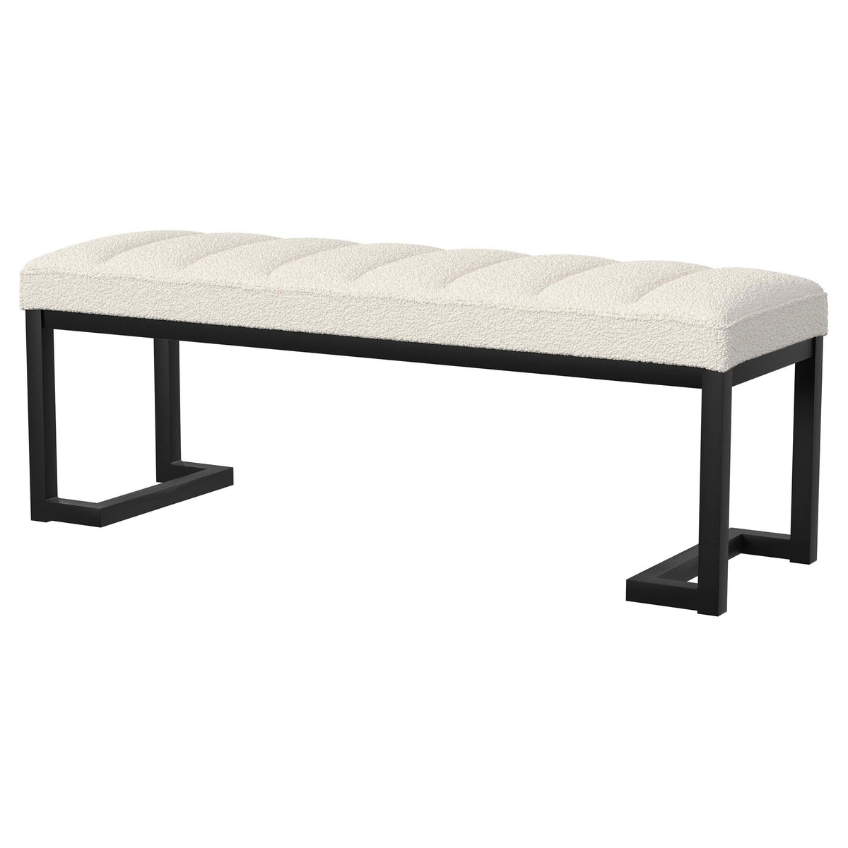 Banco decorativo capitoné tapizado Mesa Boucle color vainilla