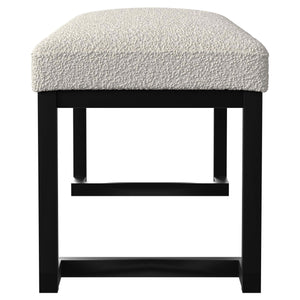 Banco decorativo capitoné tapizado Mesa Boucle color vainilla