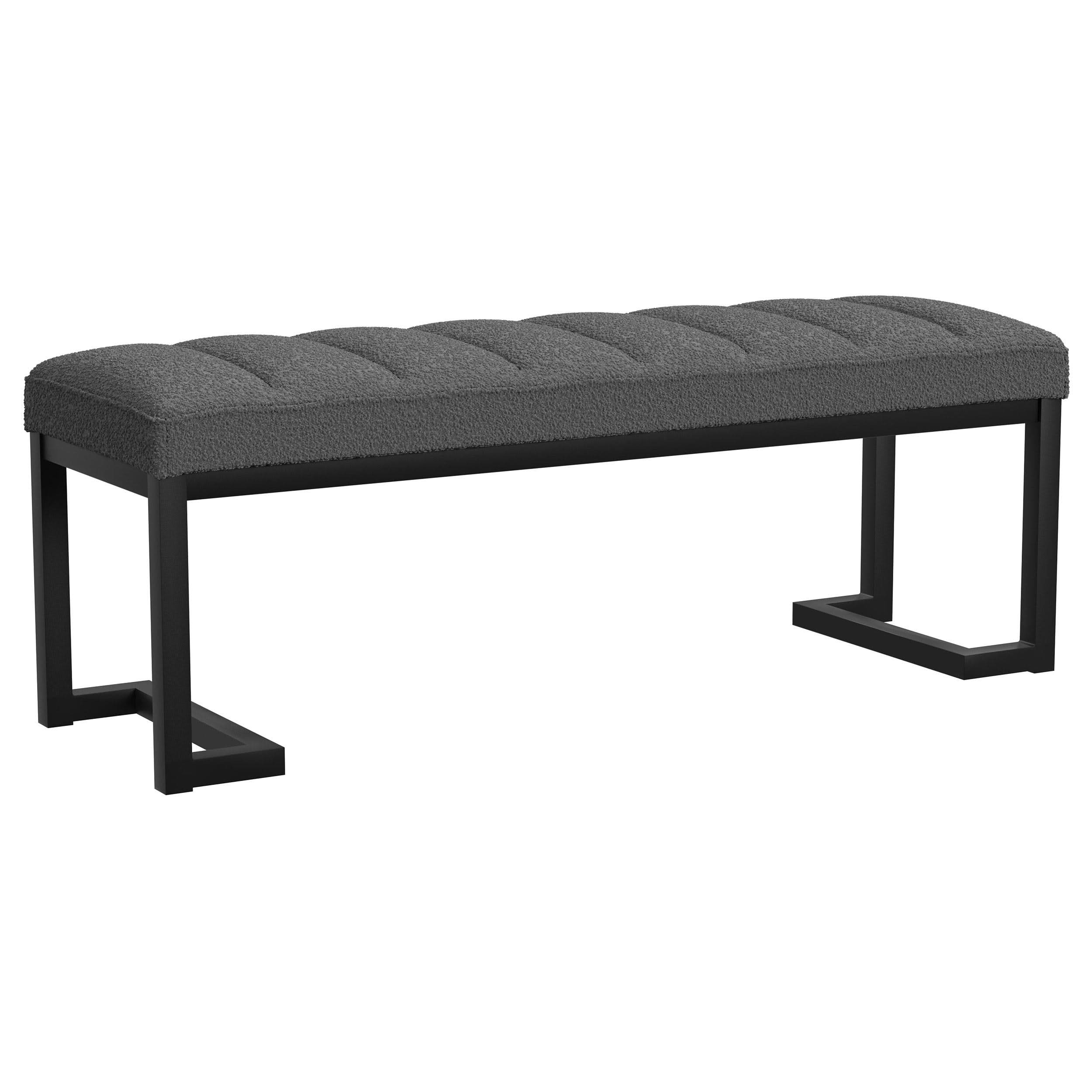 Banco de acento capitoné tapizado Mesa Boucle color carbón
