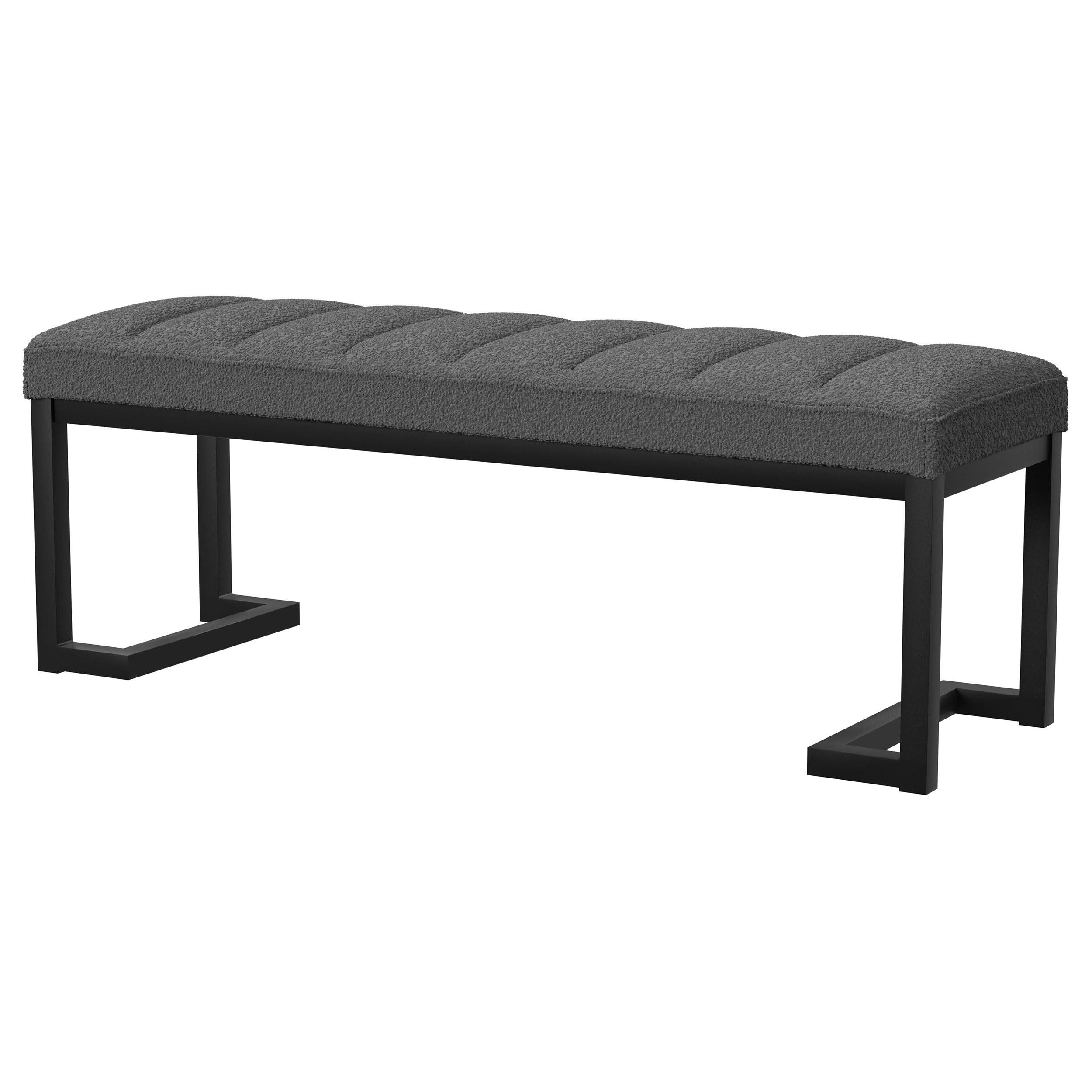 Banco de acento capitoné tapizado Mesa Boucle color carbón