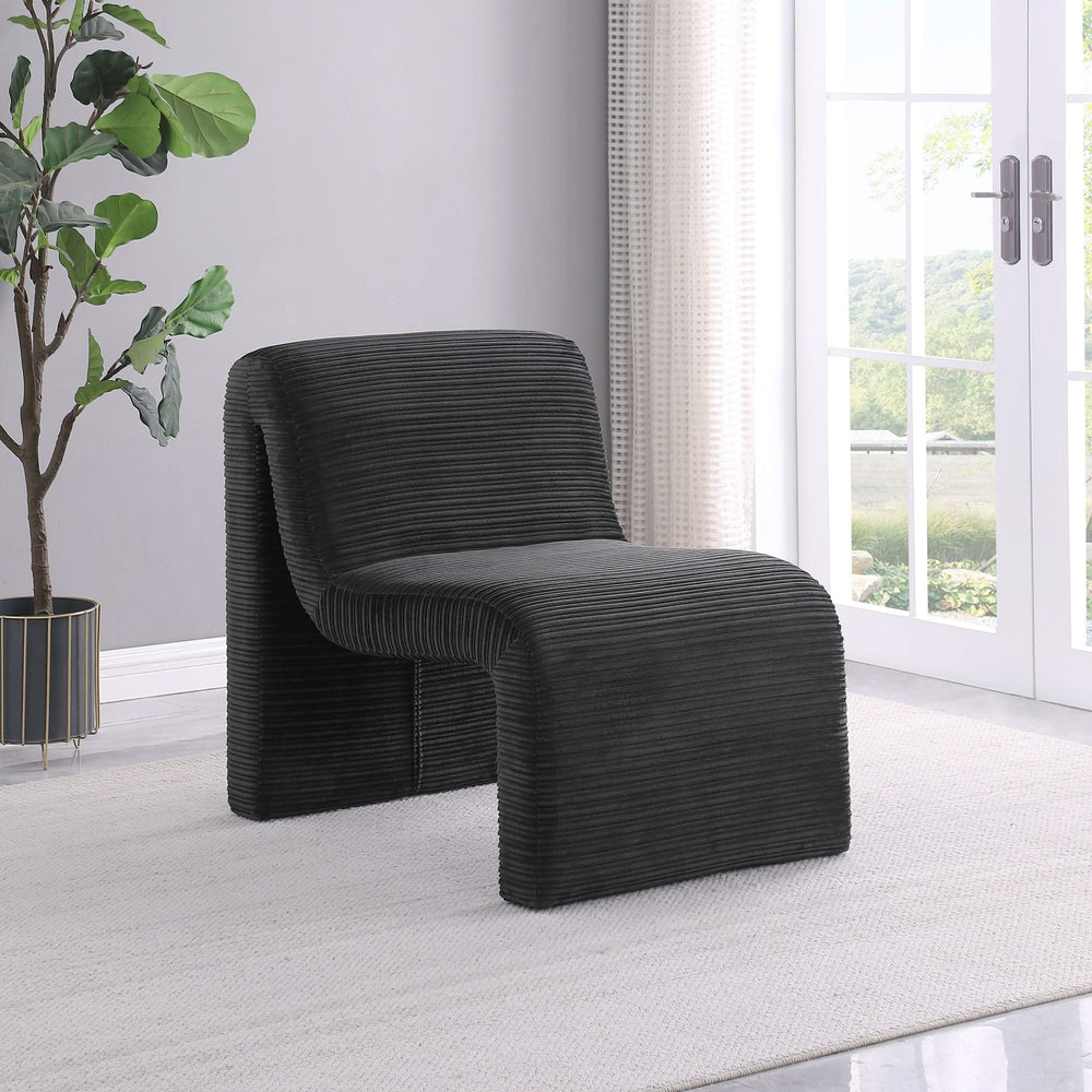 Silla Drayton tapizada curva sin brazos, color negro