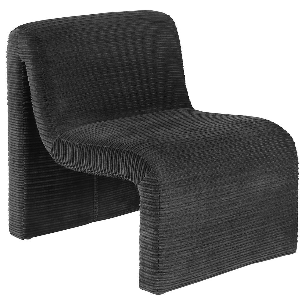 Silla Drayton tapizada curva sin brazos, color negro