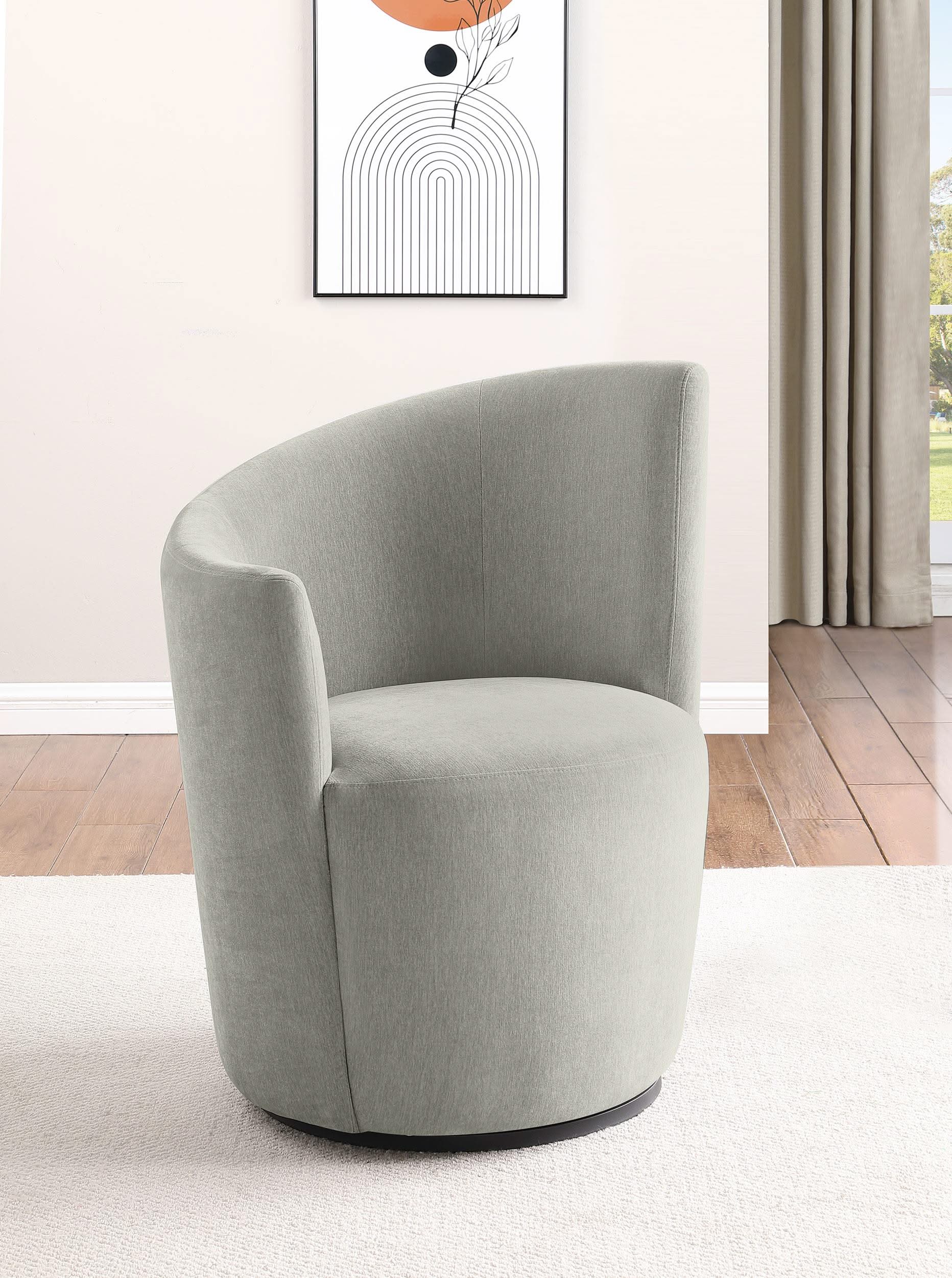 Silla giratoria tapizada Nueva con respaldo curvo en gris paloma
