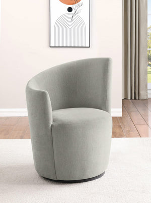 Silla giratoria tapizada Nueva con respaldo curvo en gris paloma