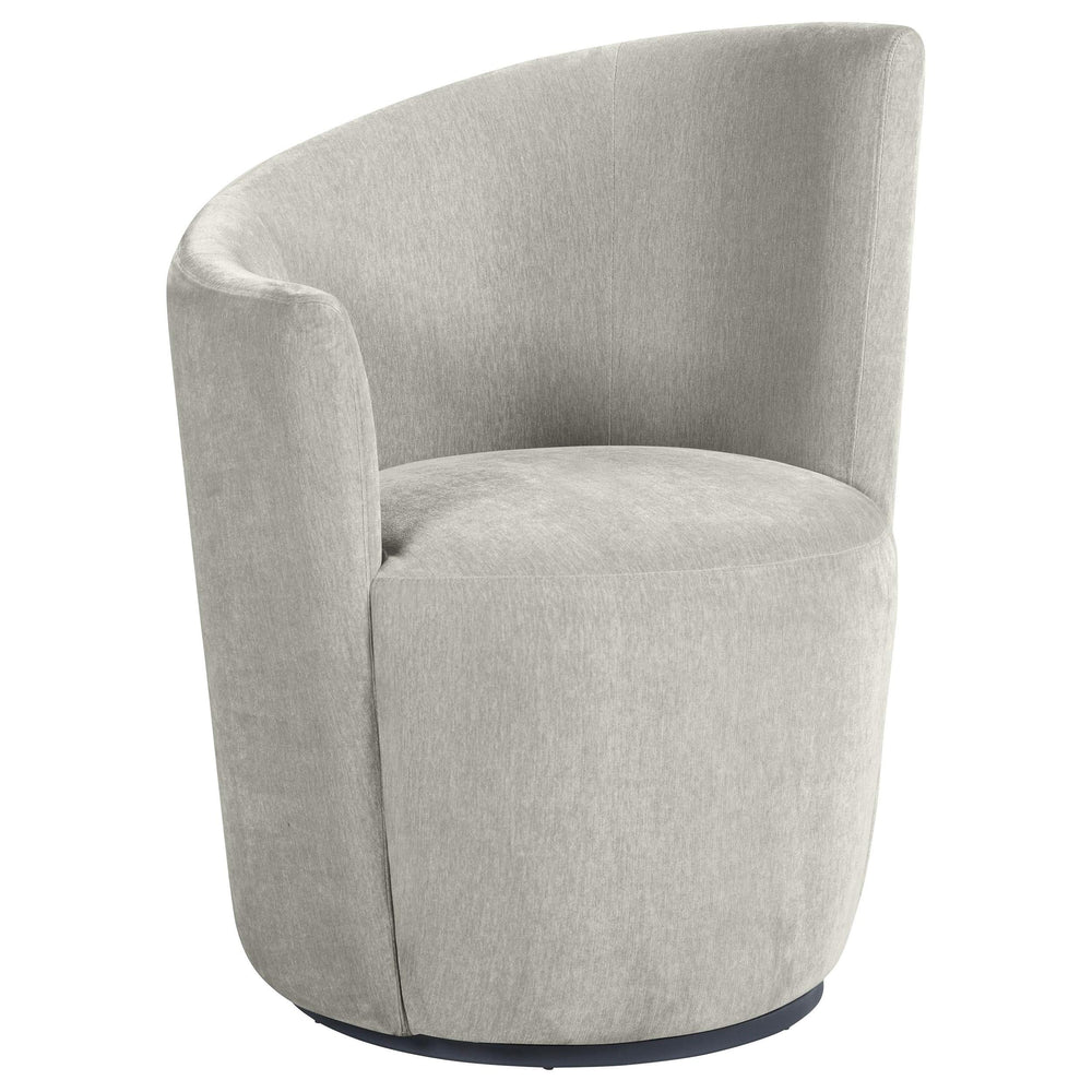 Silla giratoria tapizada Nueva con respaldo curvo en gris paloma