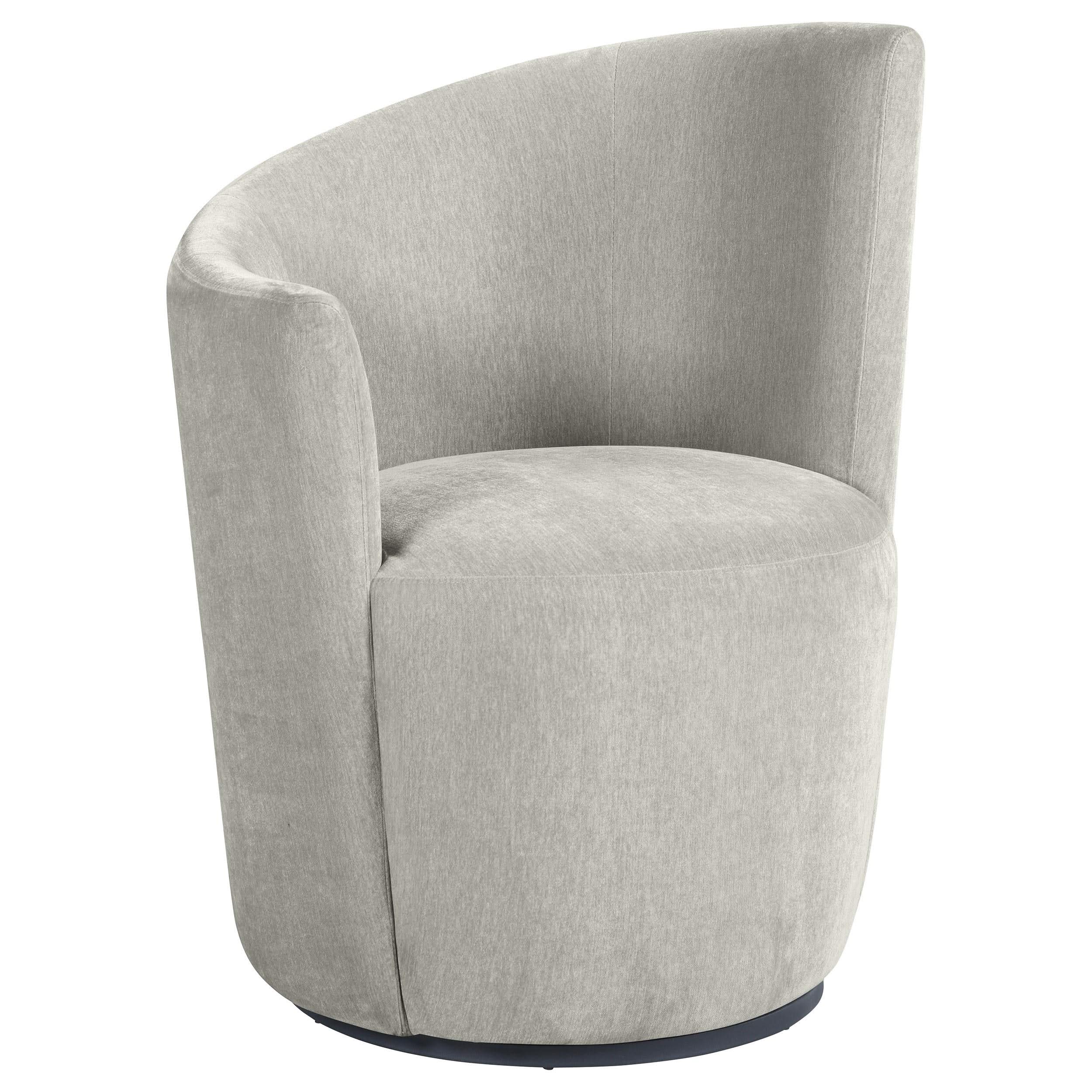 Silla giratoria tapizada Nueva con respaldo curvo en gris paloma