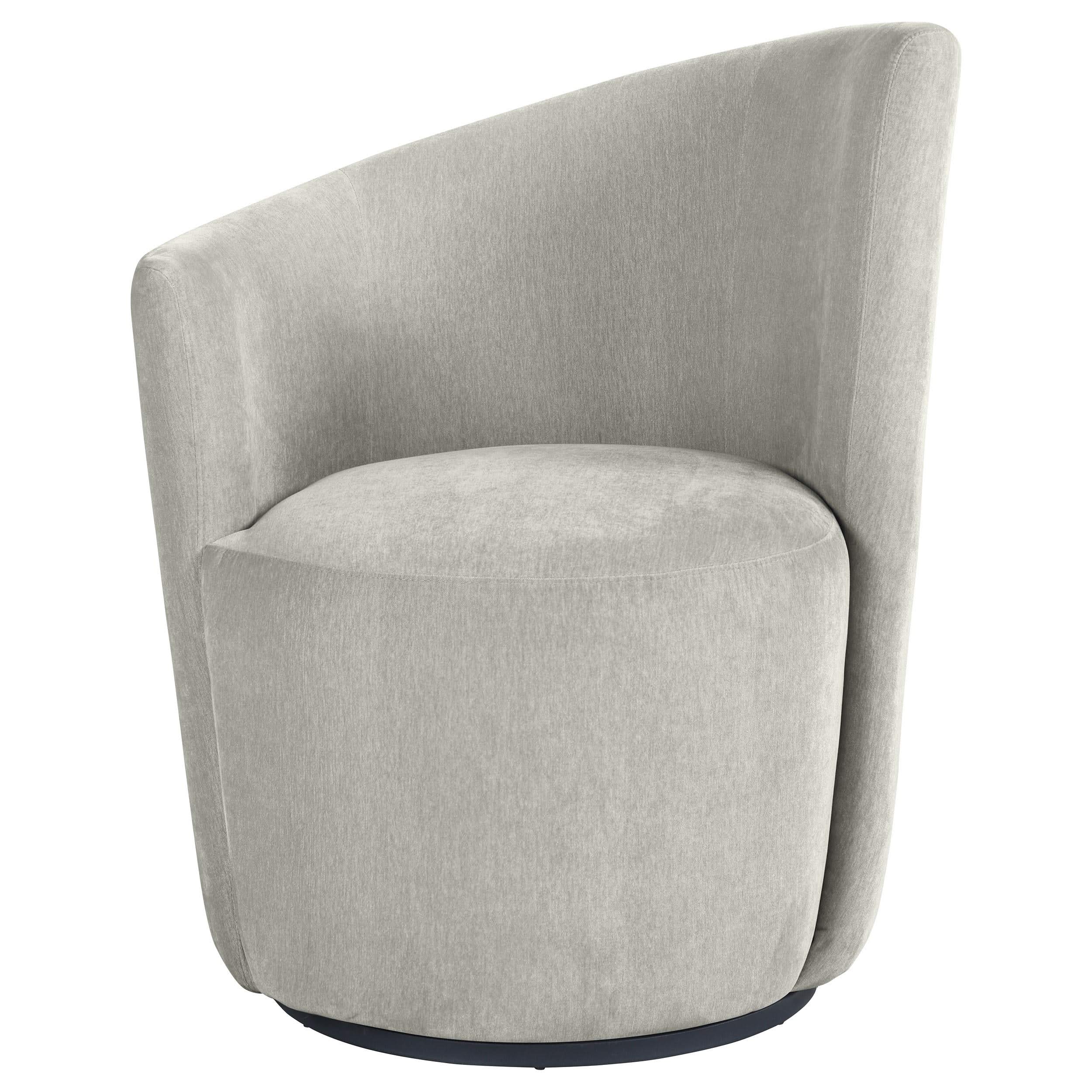 Silla giratoria tapizada Nueva con respaldo curvo en gris paloma