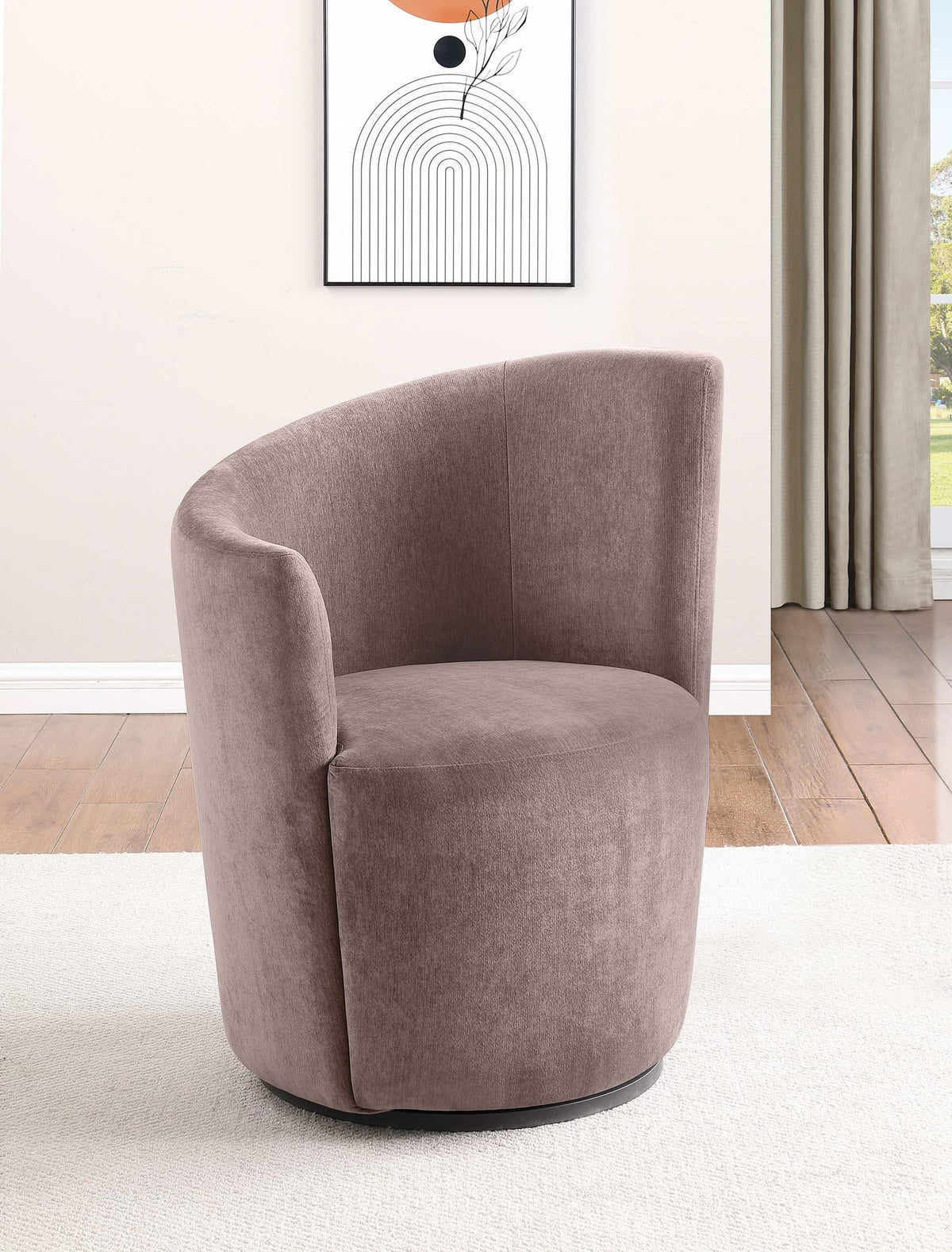 Silla giratoria tapizada Nueva con respaldo curvo color rubor