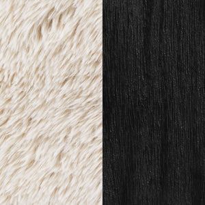 Fitzroy Faux Fur Upholstered Chair Solid Wood Arms Latte