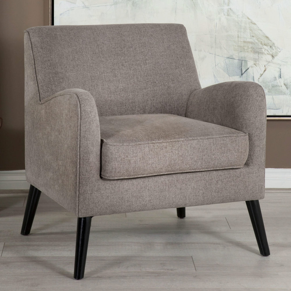 Sillón inglés tapizado Charlie con brazos, color marrón cacao