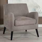 Sillón inglés tapizado Charlie con brazos, color marrón cacao