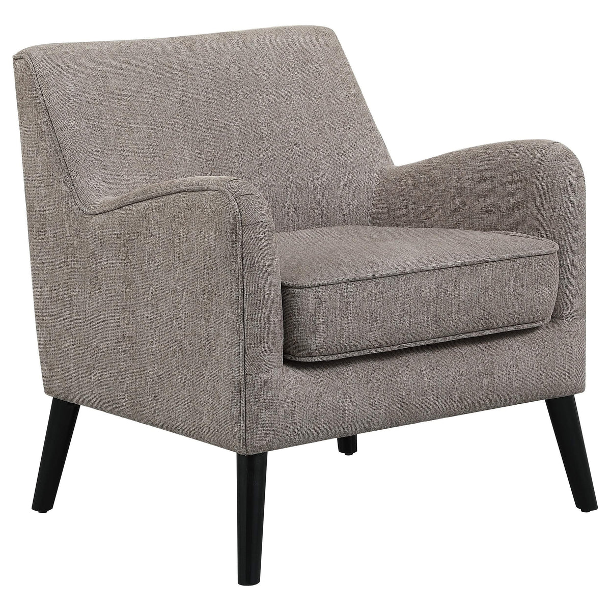 Sillón inglés tapizado Charlie con brazos, color marrón cacao