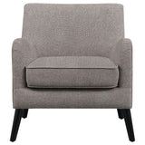 Sillón inglés tapizado Charlie con brazos, color marrón cacao