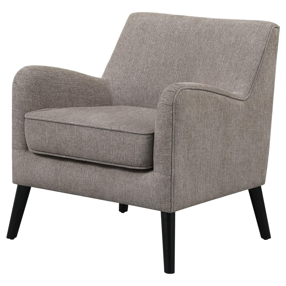 Sillón inglés tapizado Charlie con brazos, color marrón cacao