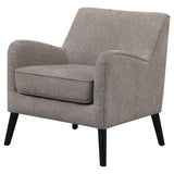 Sillón inglés tapizado Charlie con brazos, color marrón cacao