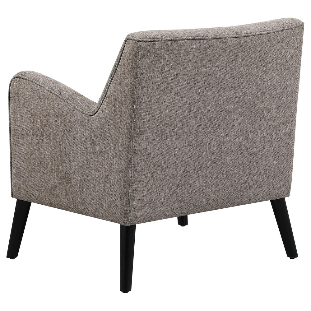 Sillón inglés tapizado Charlie con brazos, color marrón cacao