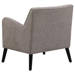 Sillón inglés tapizado Charlie con brazos, color marrón cacao