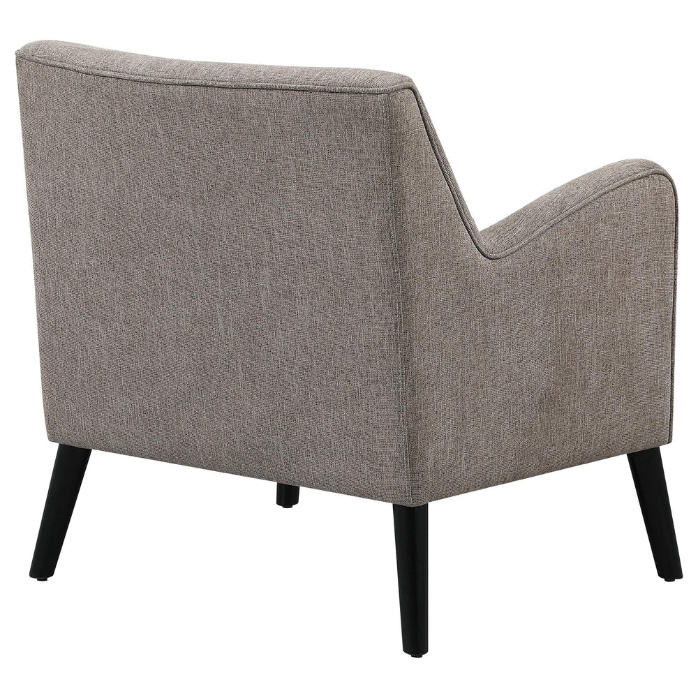 Sillón inglés tapizado Charlie con brazos, color marrón cacao