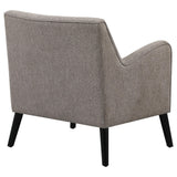 Sillón inglés tapizado Charlie con brazos, color marrón cacao