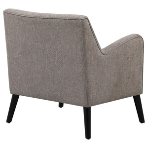 Sillón inglés tapizado Charlie con brazos, color marrón cacao