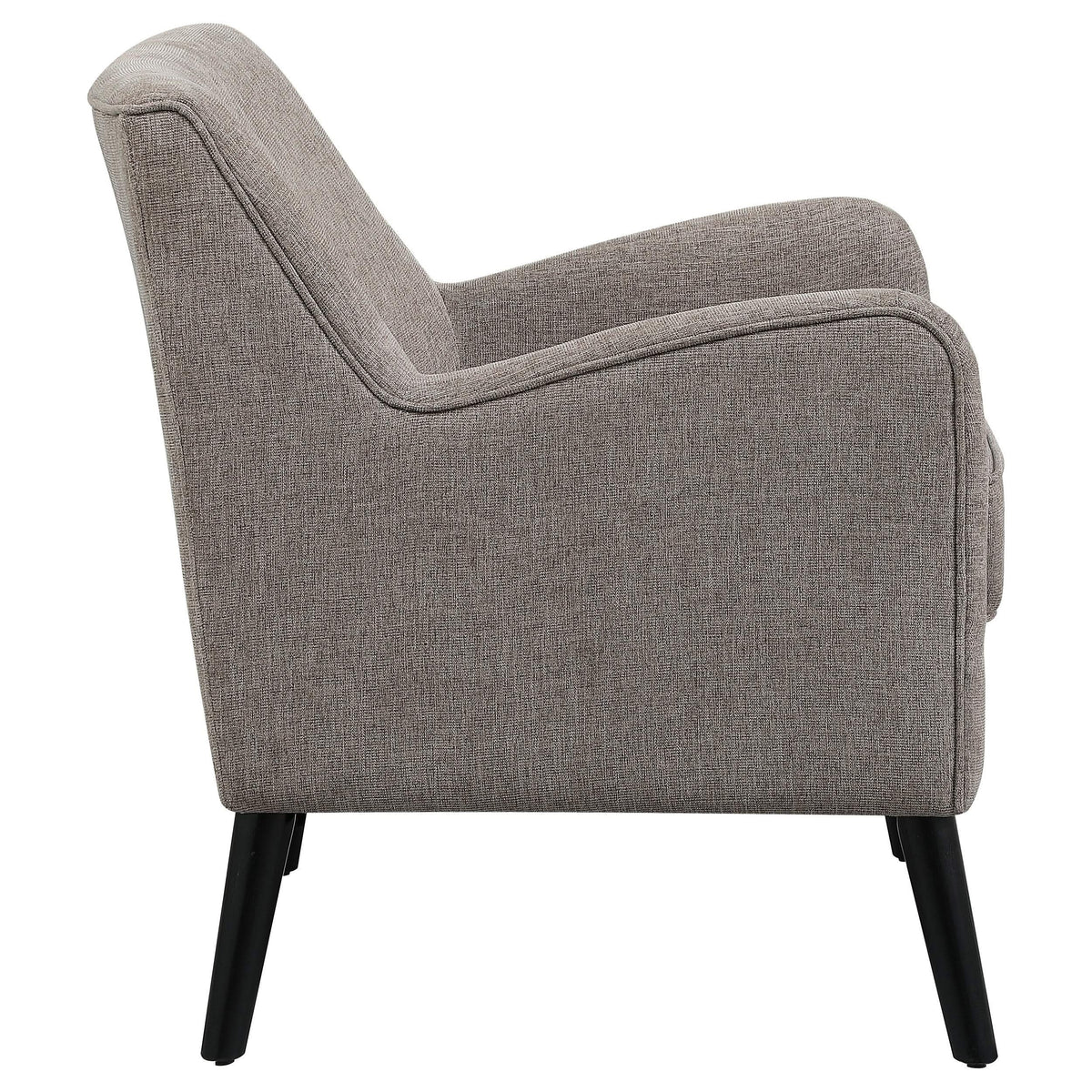 Sillón inglés tapizado Charlie con brazos, color marrón cacao