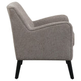 Sillón inglés tapizado Charlie con brazos, color marrón cacao