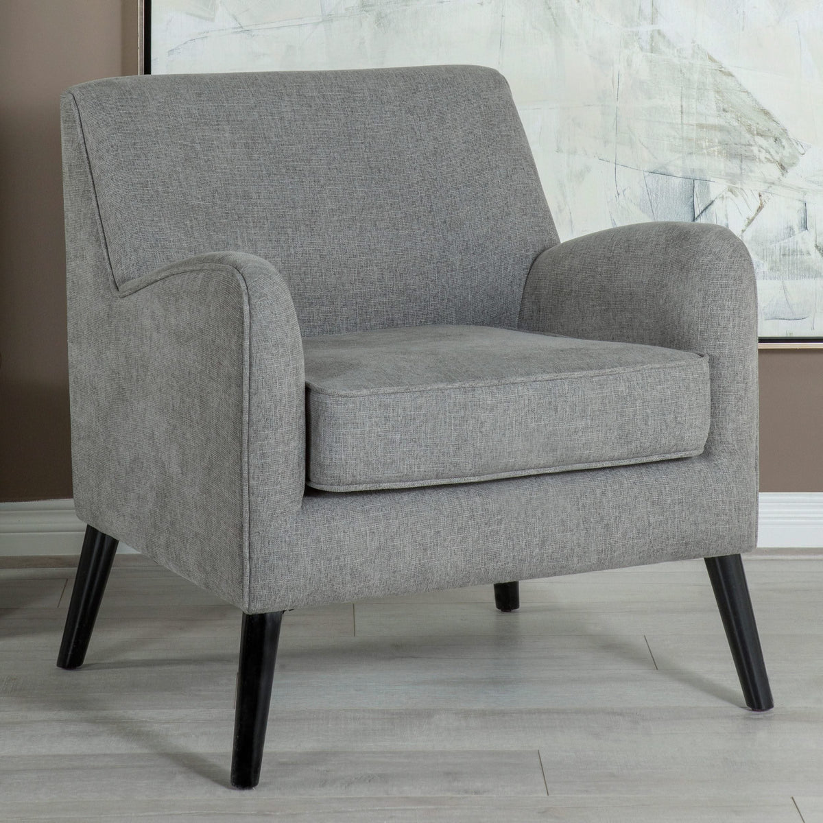 Sillón inglés tapizado Charlie con brazos, color gris carbón
