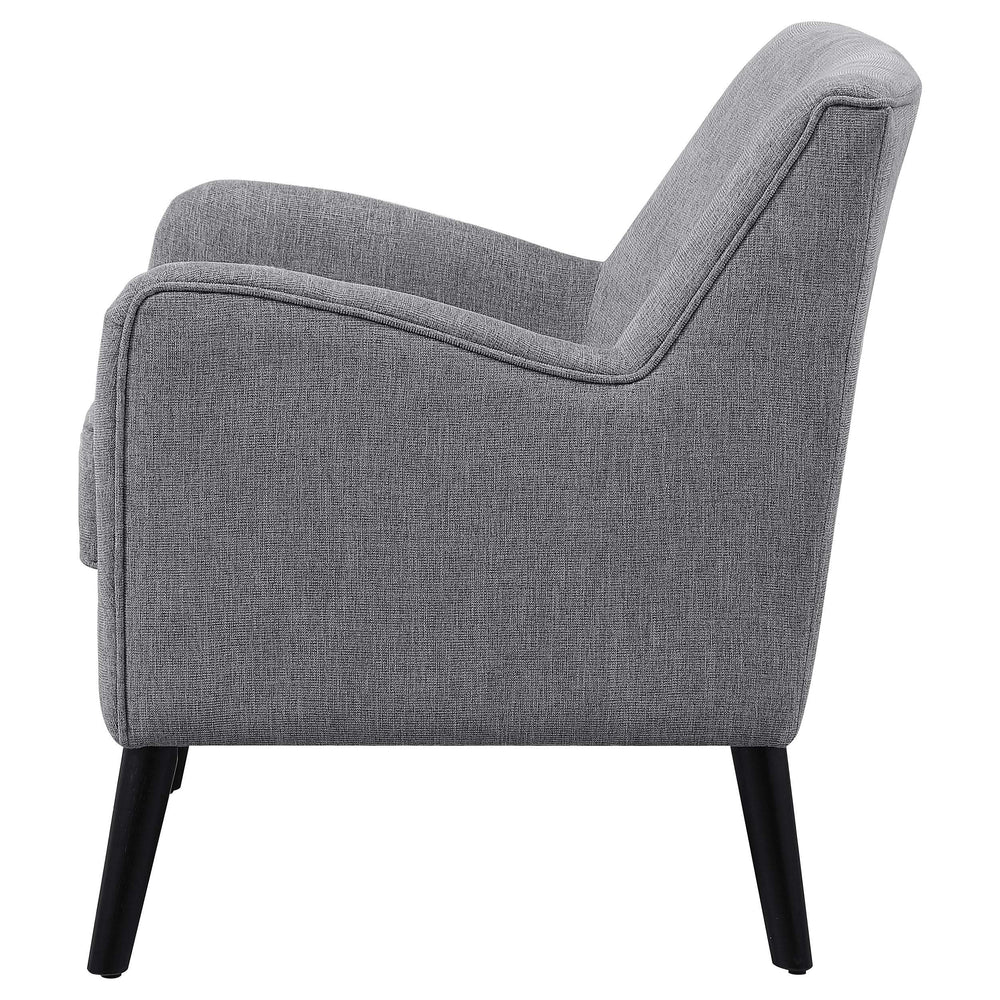 Sillón inglés tapizado Charlie con brazos, color gris carbón
