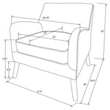 Sillón inglés tapizado Charlie con brazos, color gris carbón