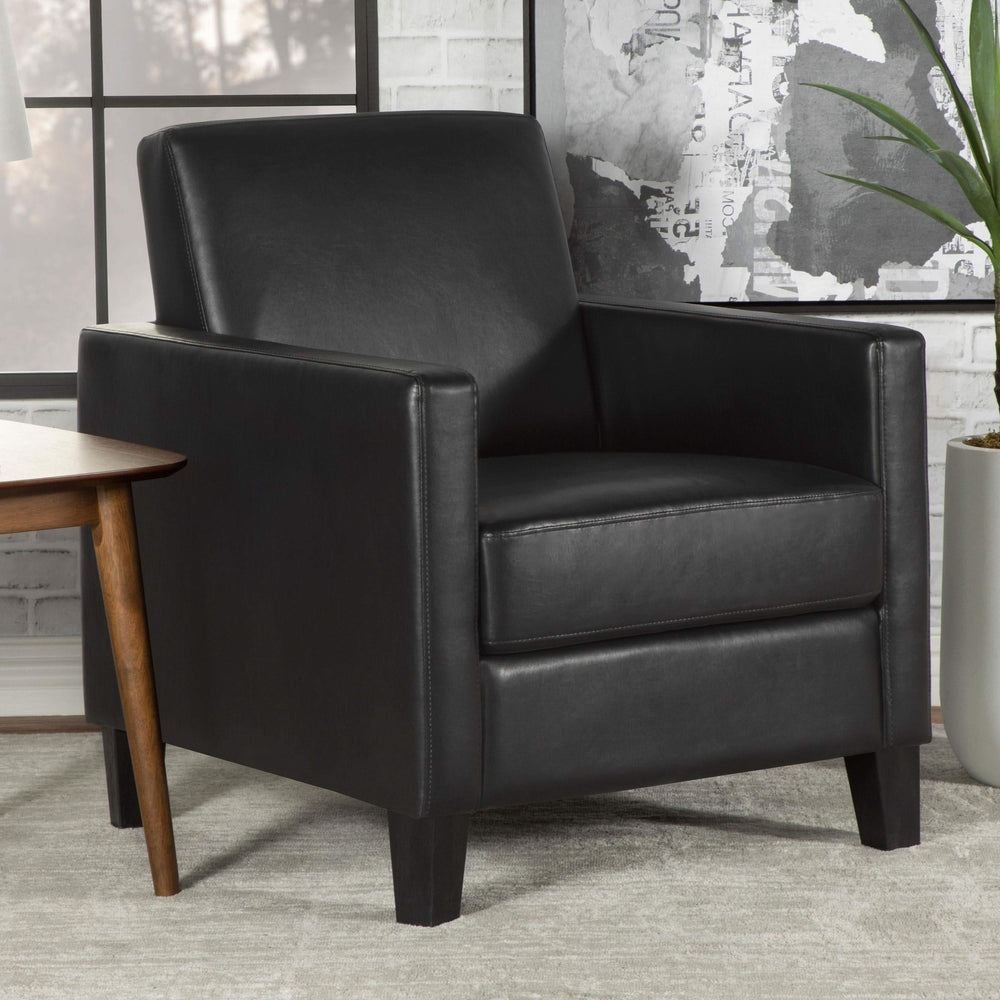 Sillón decorativo con brazos de riel tapizados Julio, color negro