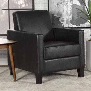 Sillón decorativo con brazos de riel tapizados Julio, color negro