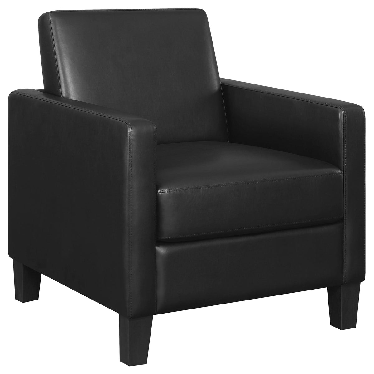 Sillón decorativo con brazos de riel tapizados Julio, color negro