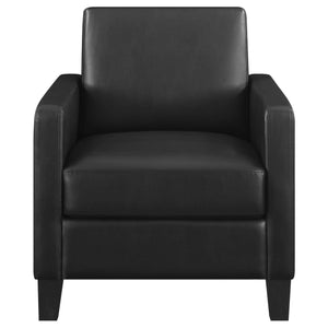 Sillón decorativo con brazos de riel tapizados Julio, color negro
