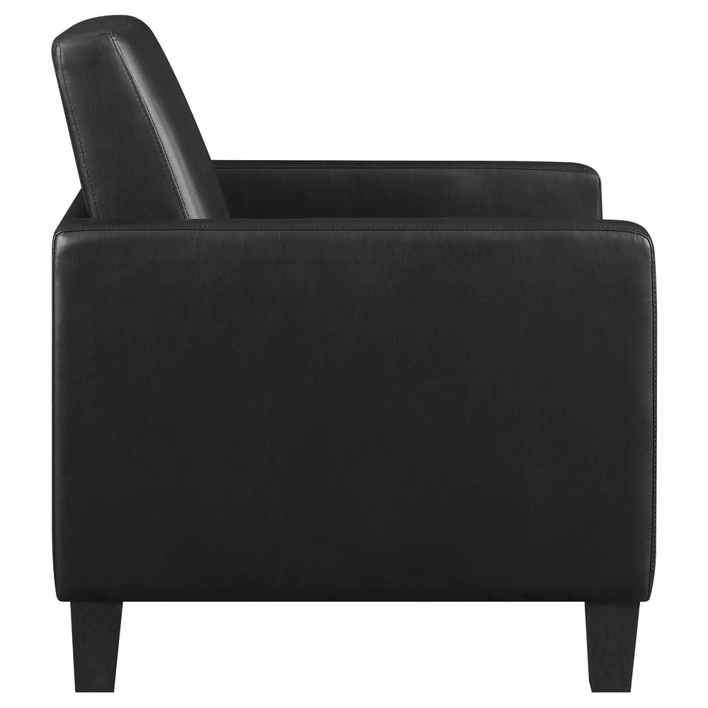 Sillón decorativo con brazos de riel tapizados Julio, color negro