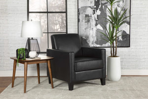 Sillón decorativo con brazos de riel tapizados Julio, color negro