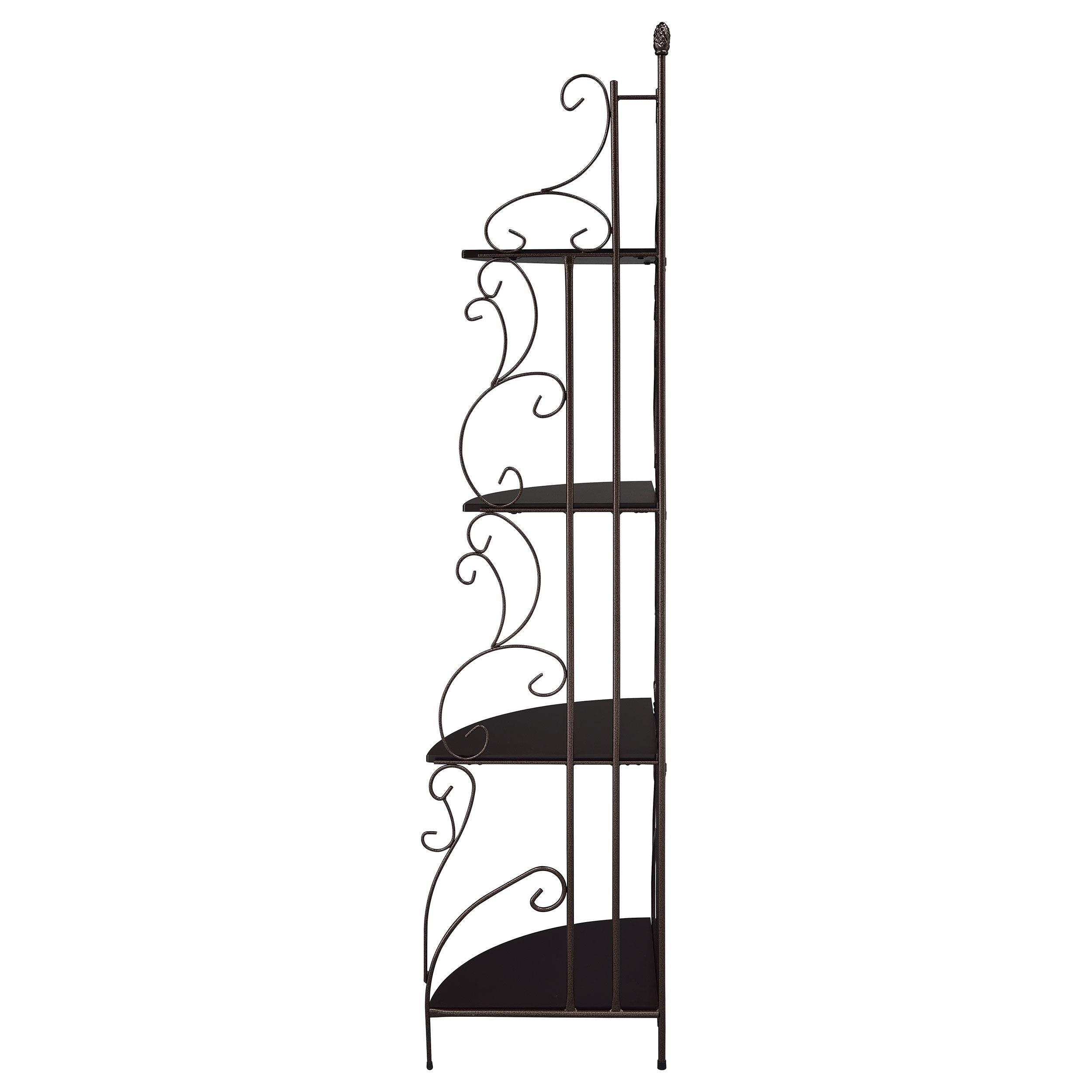 Poppy 74-inch 4-shelf Corner Bookshelf Copper and Cappuccino