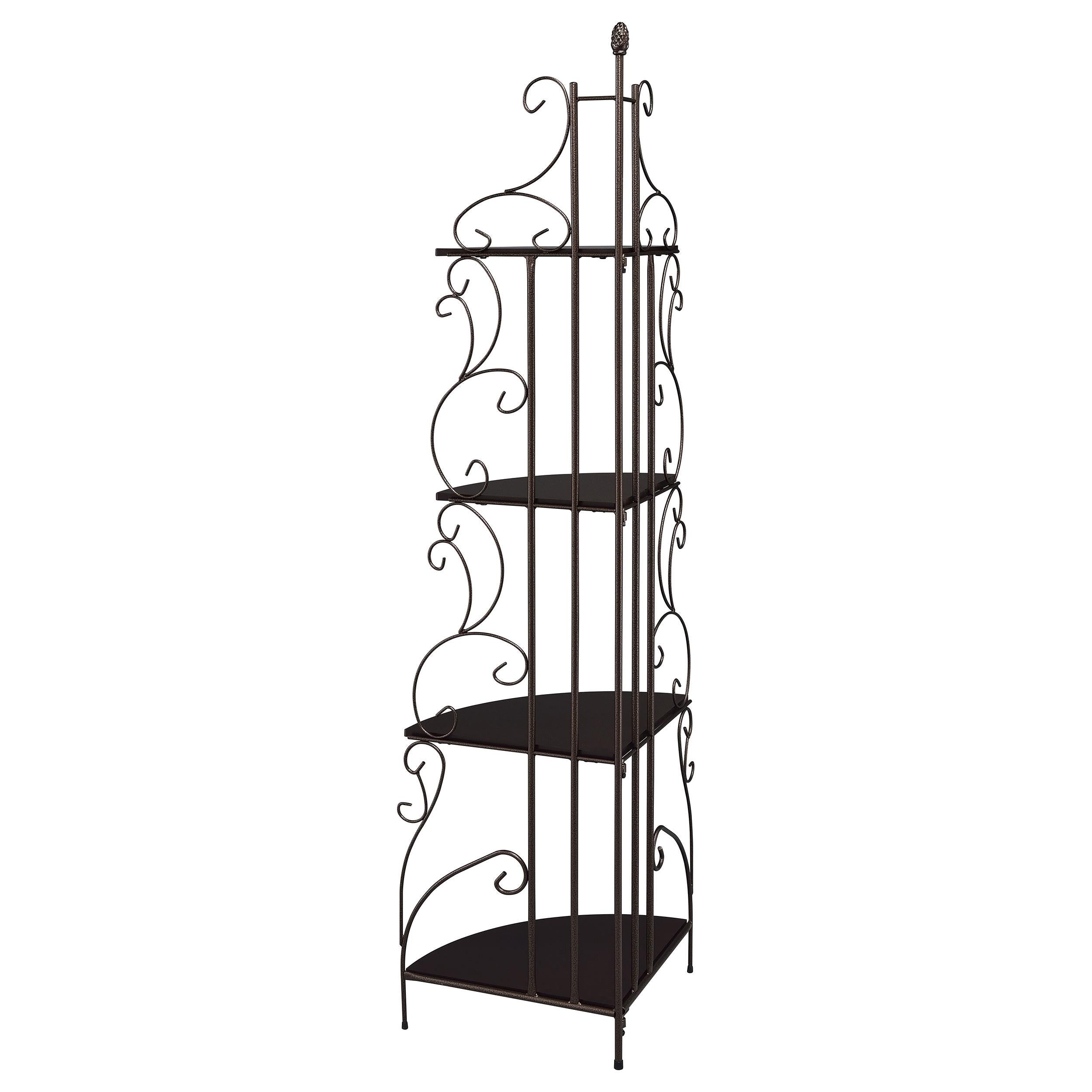 Poppy 74-inch 4-shelf Corner Bookshelf Copper and Cappuccino