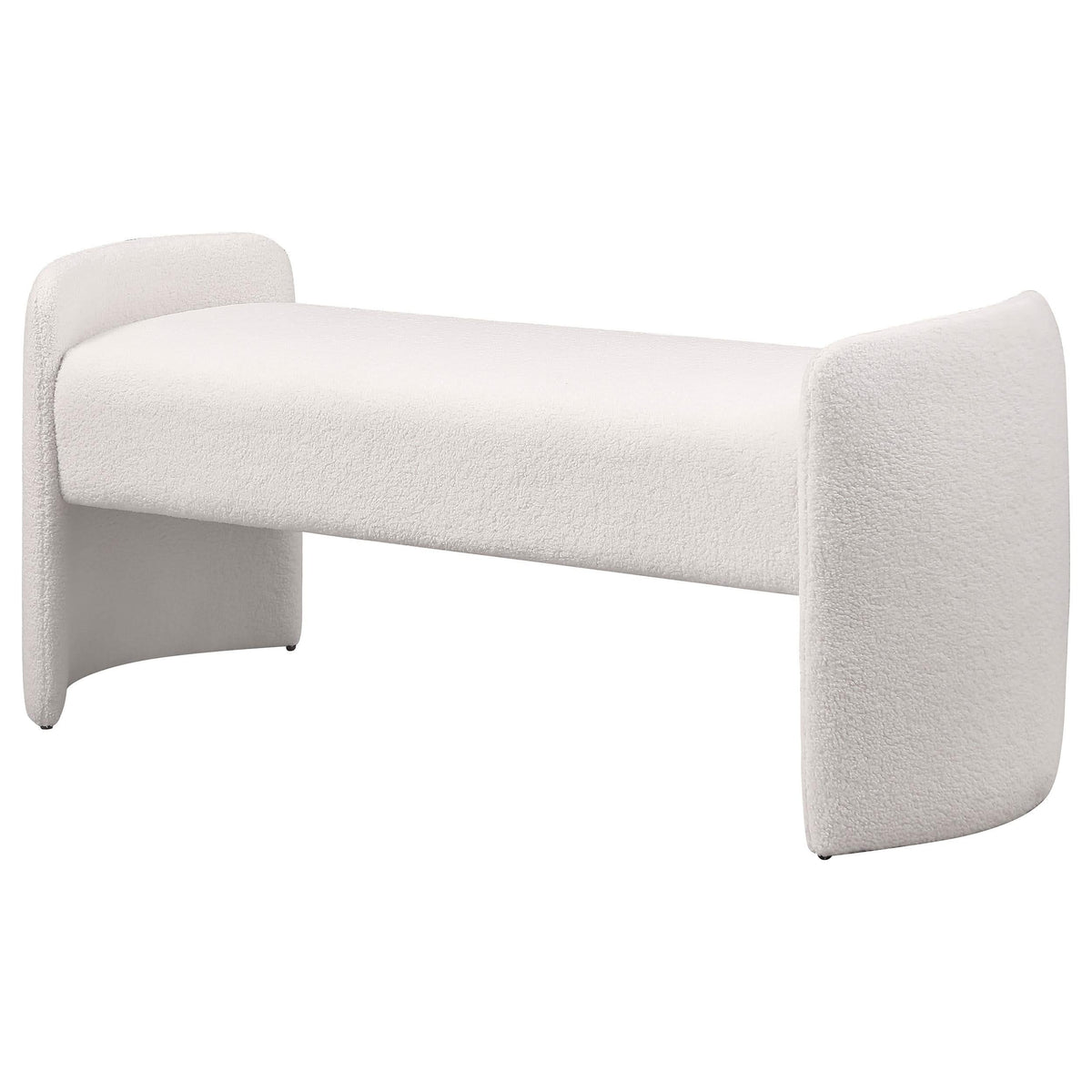 Banco decorativo tapizado en terciopelo Peoria color marfil