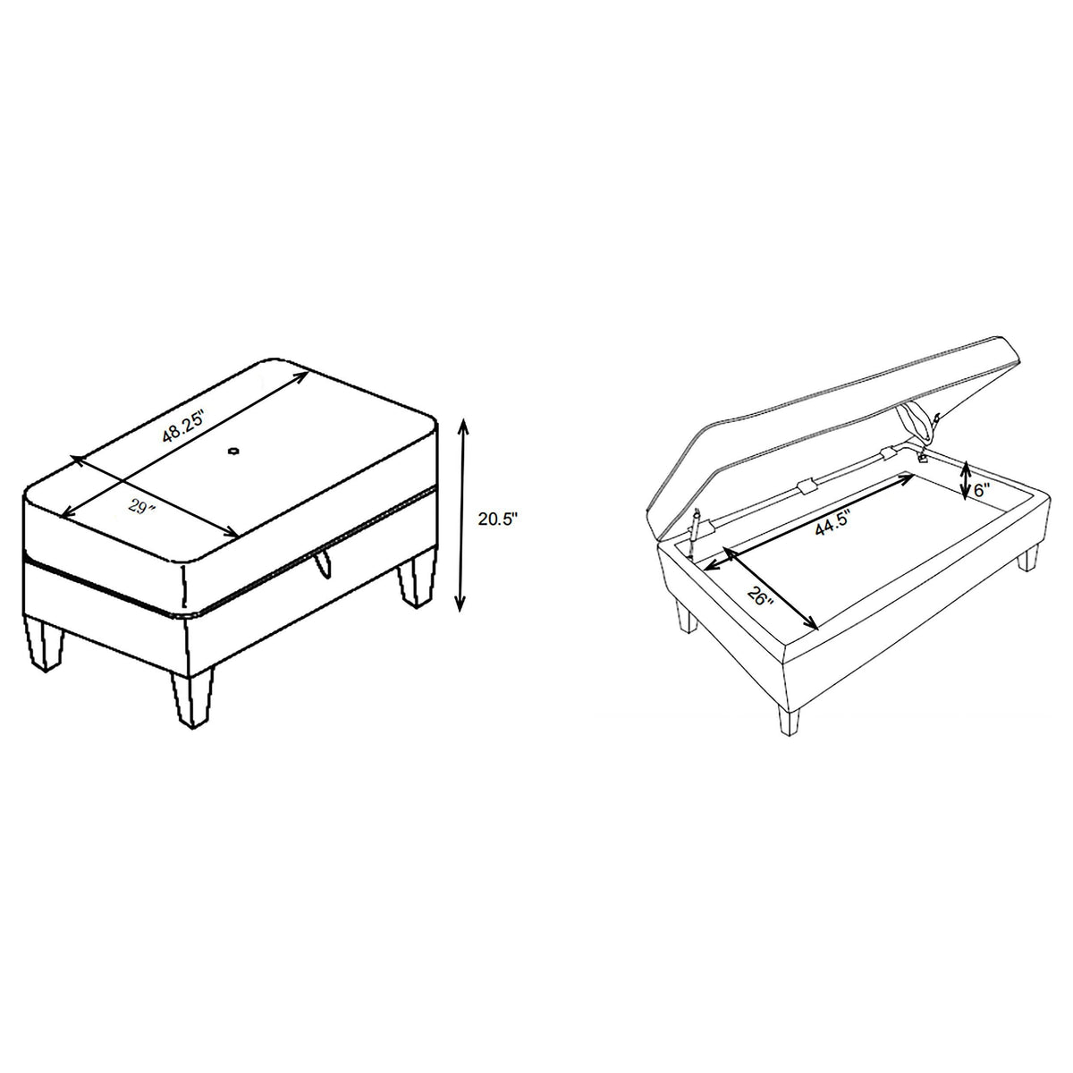 Otomana rectangular tapizada con almacenaje Mcloughlin en beige