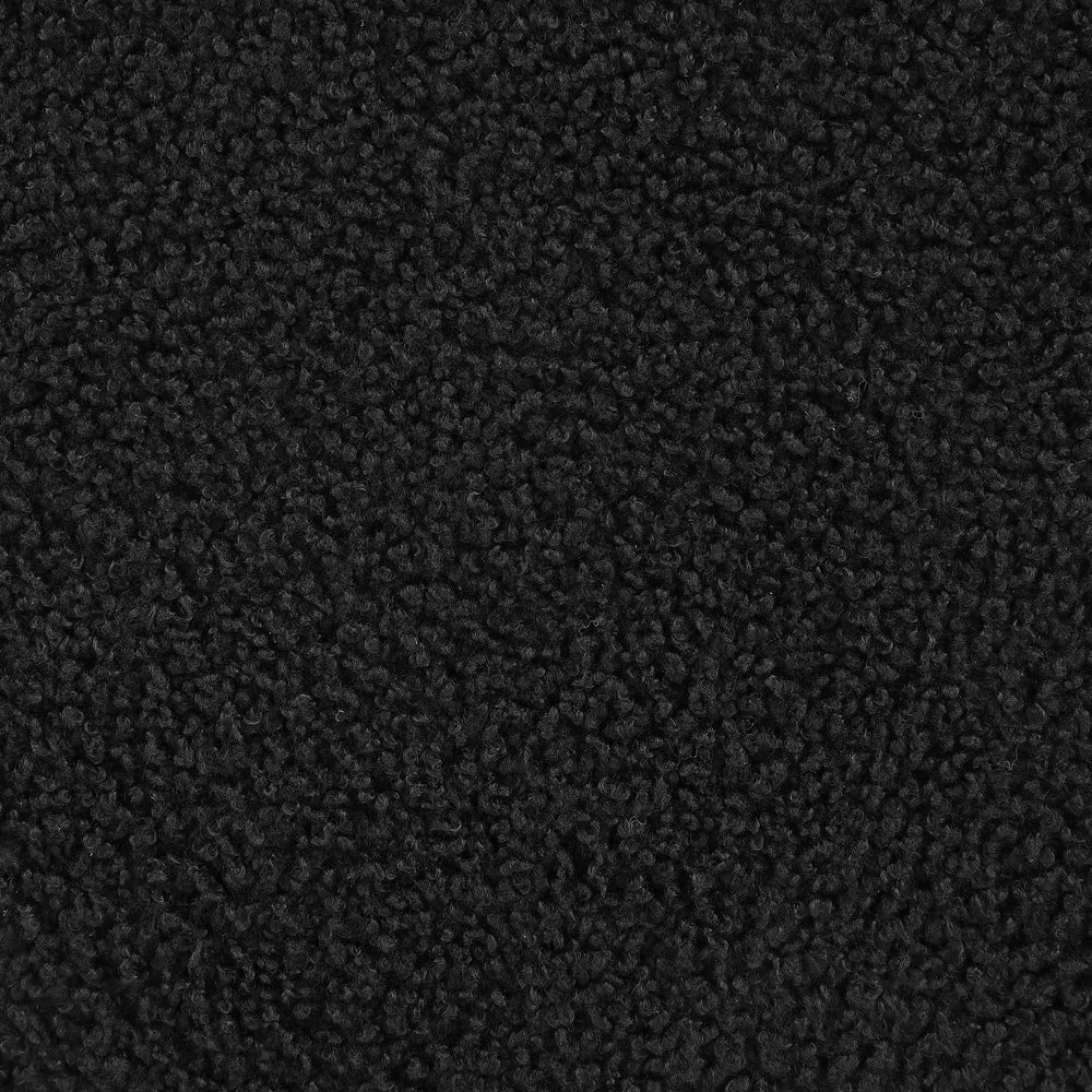 Zena Faux Sheepskin Upholstered Round Ottoman Black