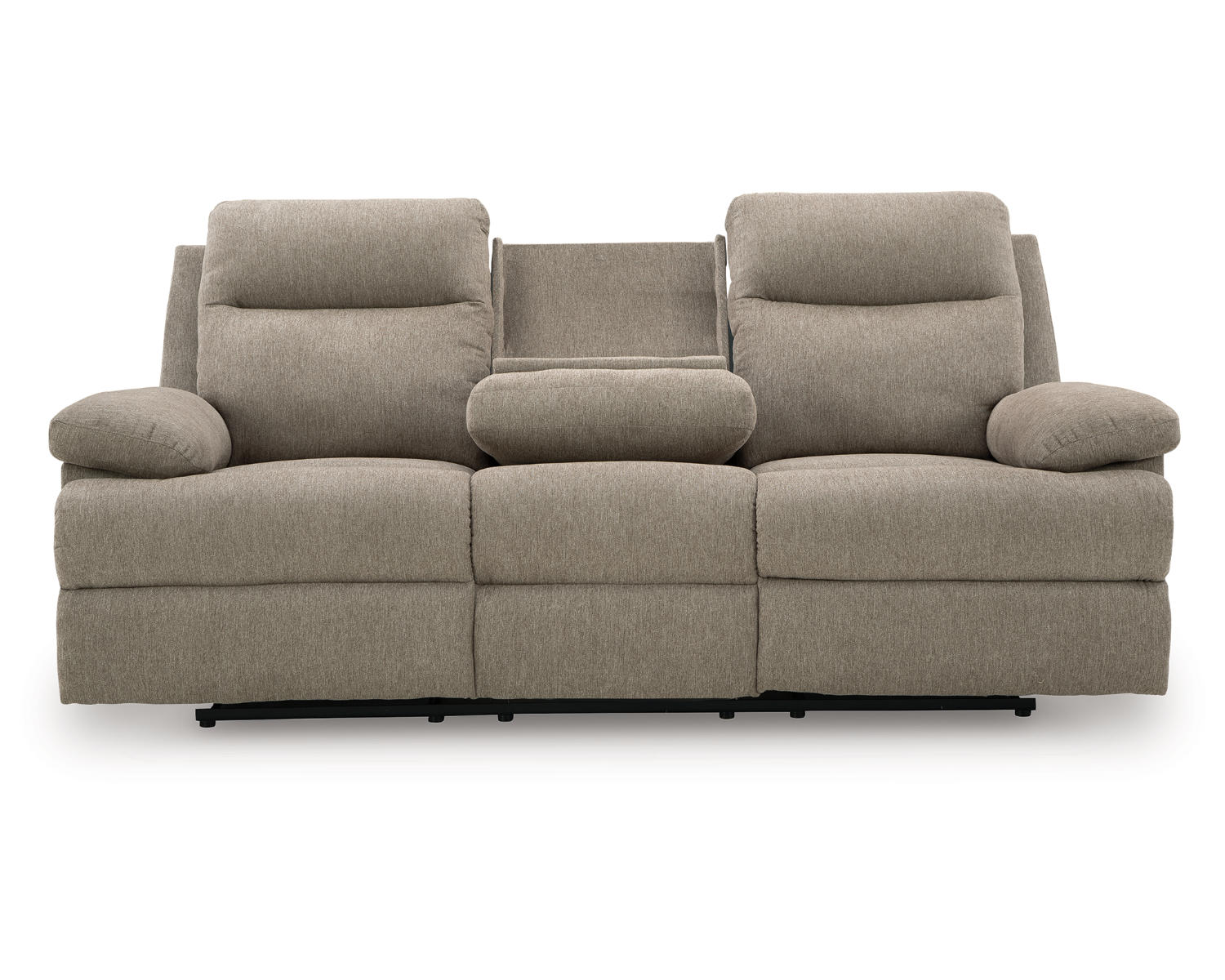 Side-Swipe Reclining Sofa with Drop Down Table