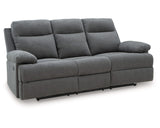Side-Swipe Reclining Sofa with Drop Down Table