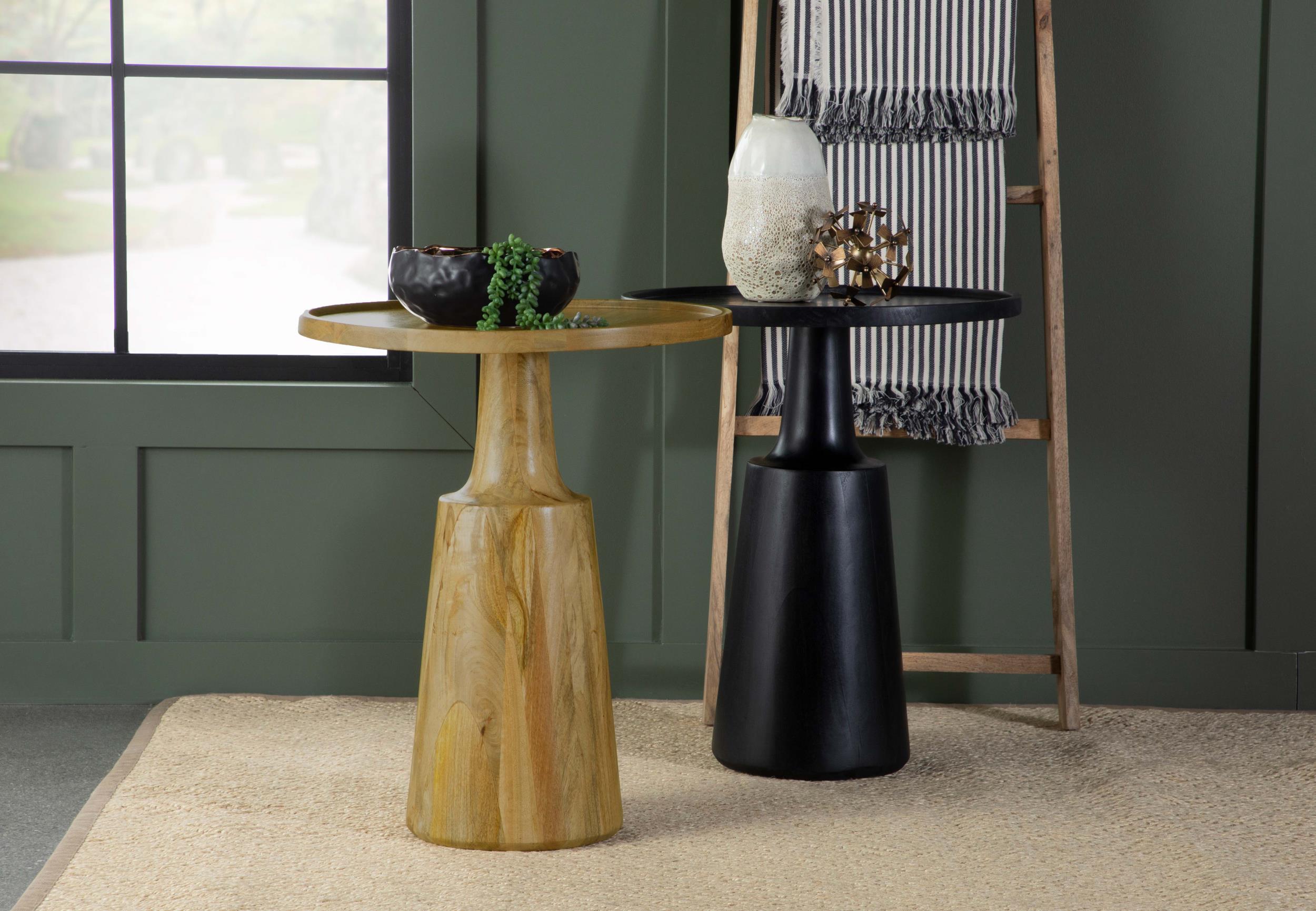 Ixia Round Solid Mango Wood Accent Side Table Natural