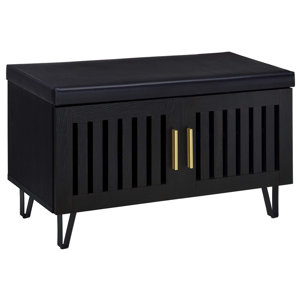 Banco zapatero acolchado de dos puertas para entrada Brixton, color negro